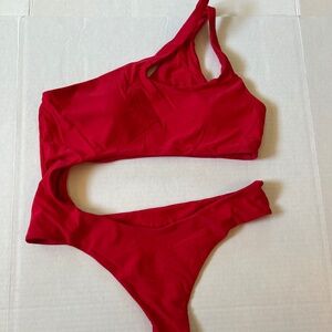 SherryDC Women's Sexy Cutout One Shoulder High Cut Cheeky One Piece Swim Suit, L
